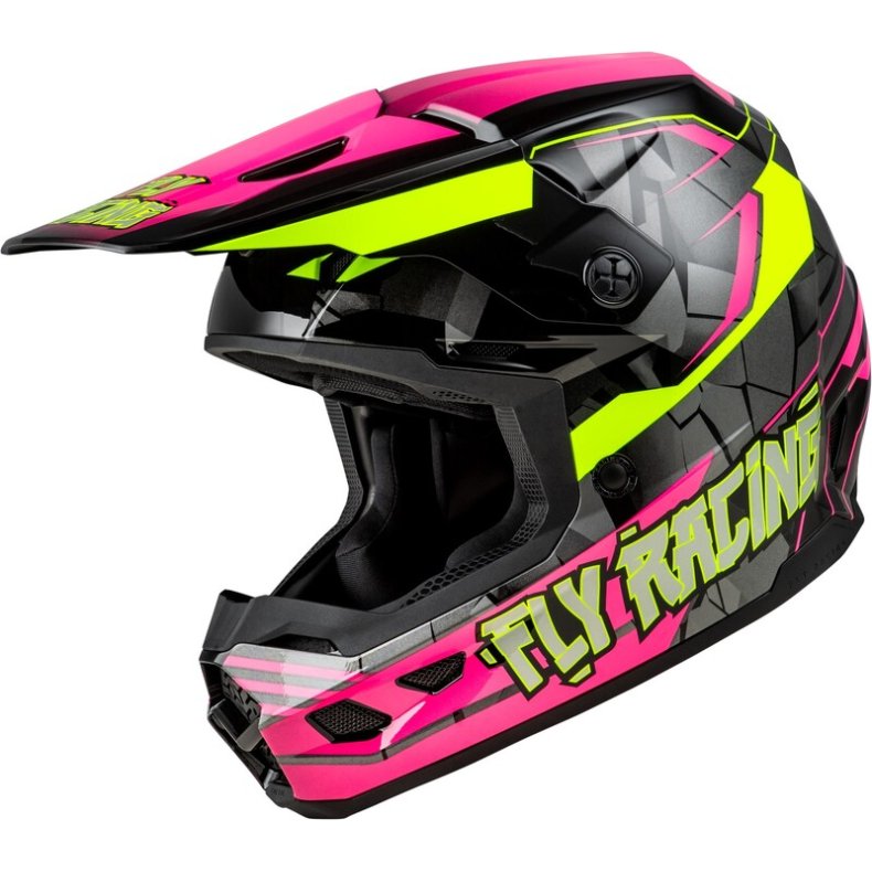 FLY RACING Kinetic Scorched Youth Helmet - Neon Pink/Hi-Vis/Black